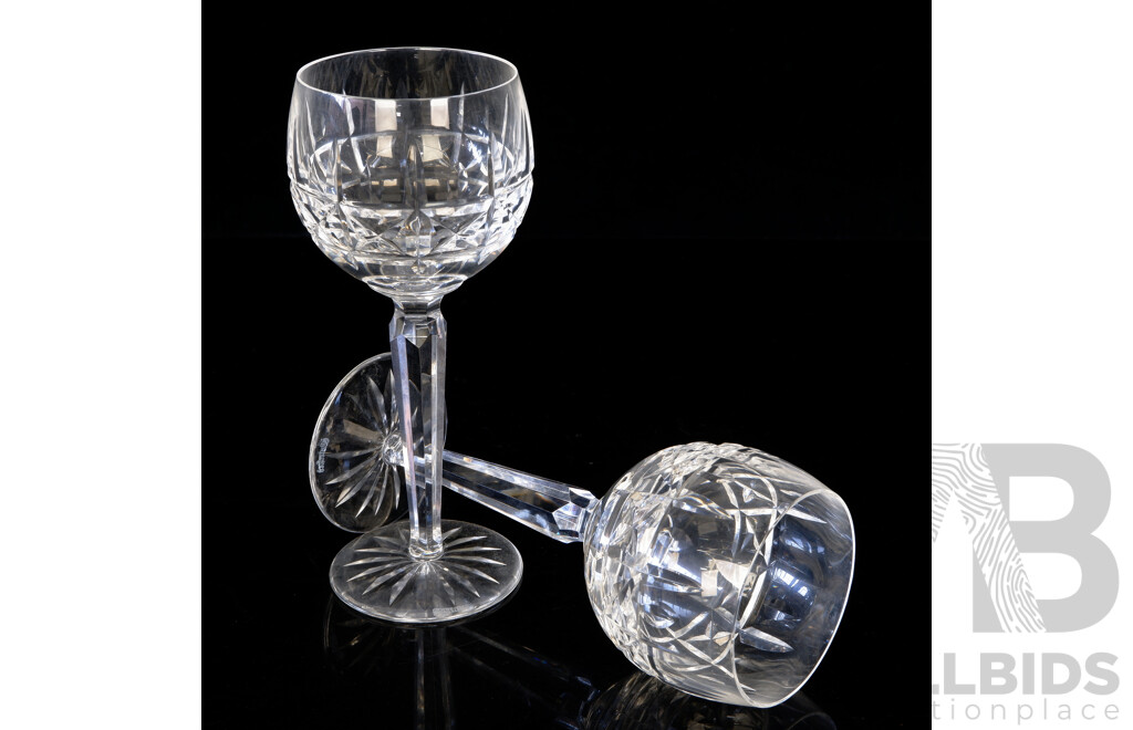 Set Eight Waterford Cut Crystal Wine Glasses
