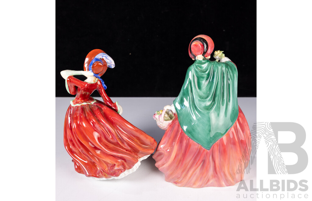 Two Vintage Royal Doulton Porcelain Lady Figures Comprising Lady Charmaine HN 1947 & Autumn Breeze HN 1934