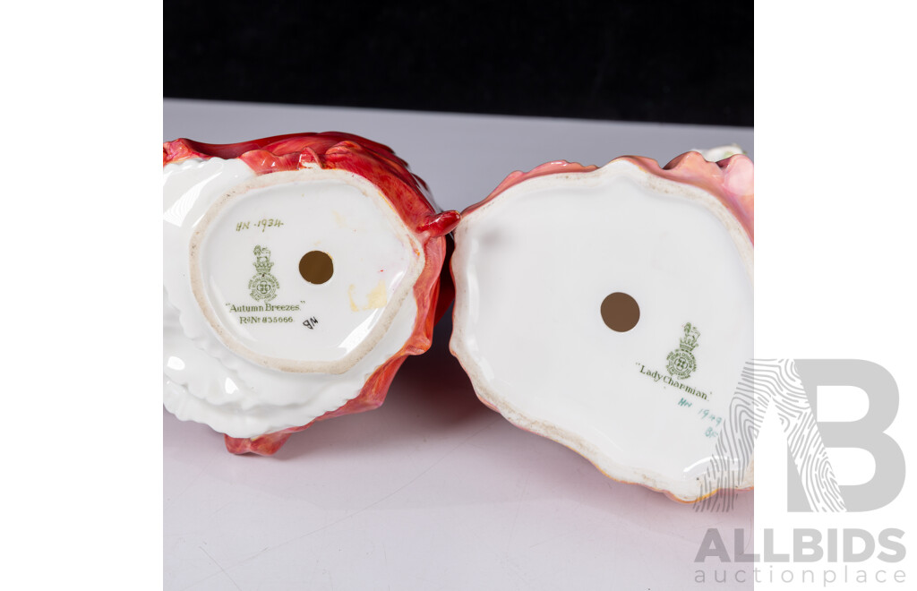 Two Vintage Royal Doulton Porcelain Lady Figures Comprising Lady Charmaine HN 1947 & Autumn Breeze HN 1934