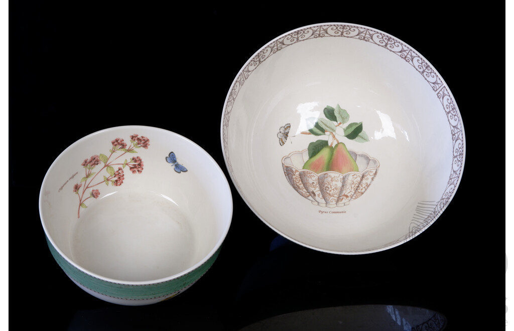 Two Large Wedgwood Queens Ware Serving Bowls in Sarah's Garden Pattern