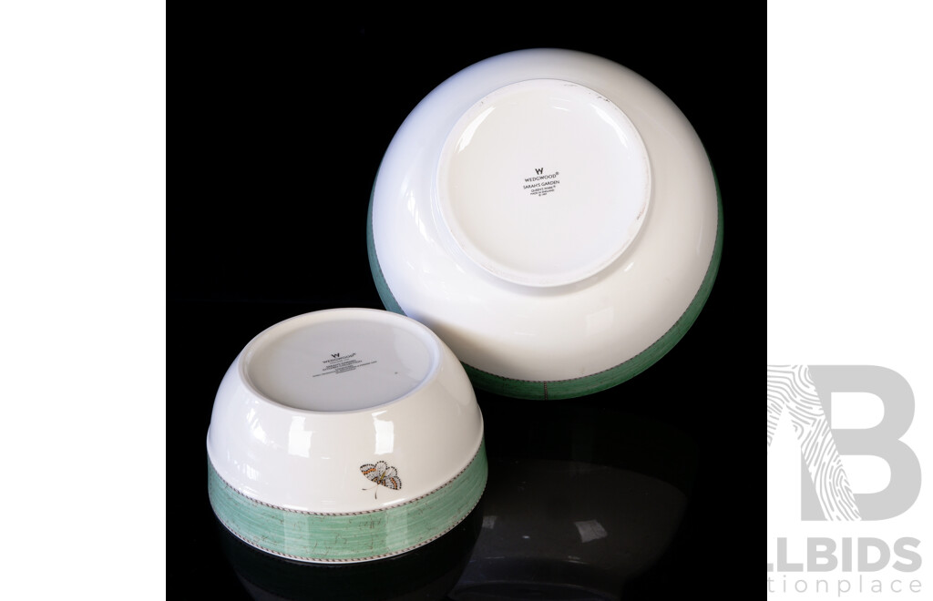 Two Large Wedgwood Queens Ware Serving Bowls in Sarah's Garden Pattern