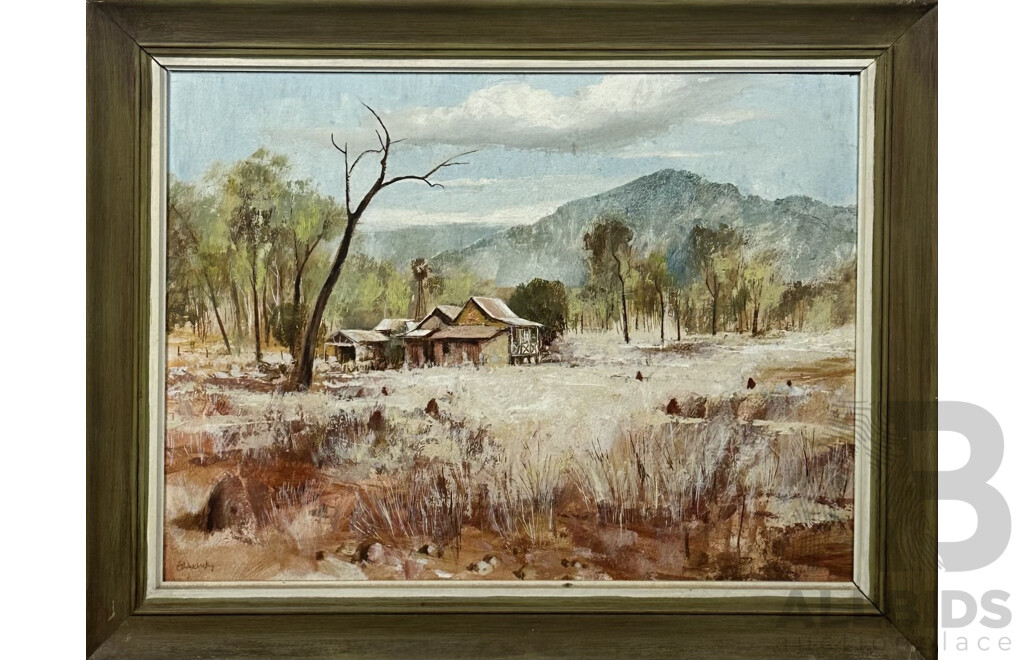 Artist Unknown, Secluded Country House, Oil on Masonite, 45 x 60 cm (frame)