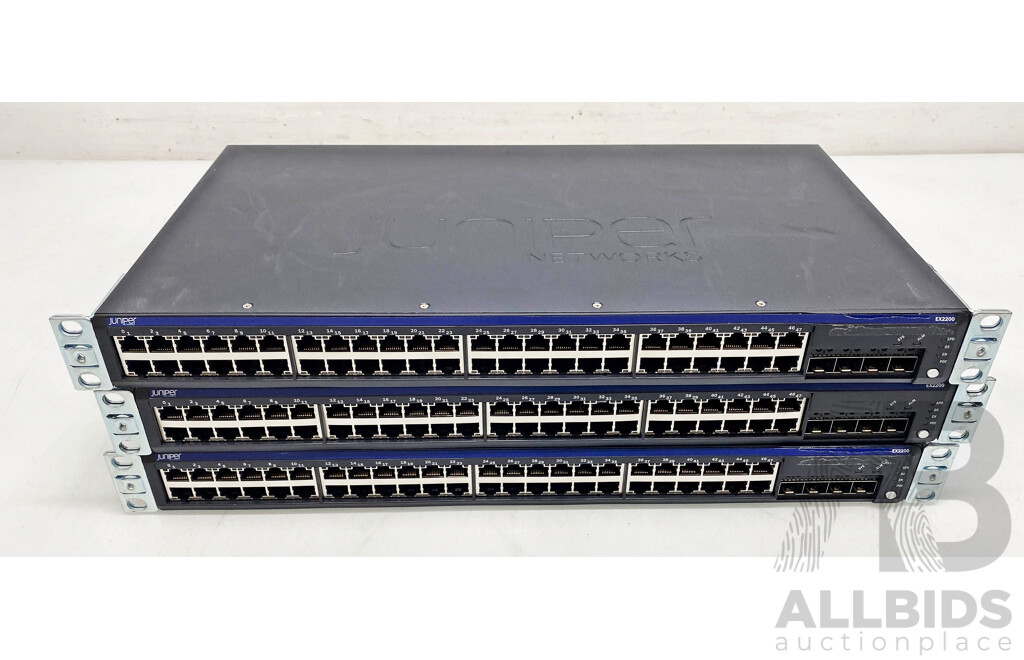 Juniper Networks (EX2200-48P-4G) EX2200 48-Port PoE Gigabit Ethernet Switch - Lot of Three