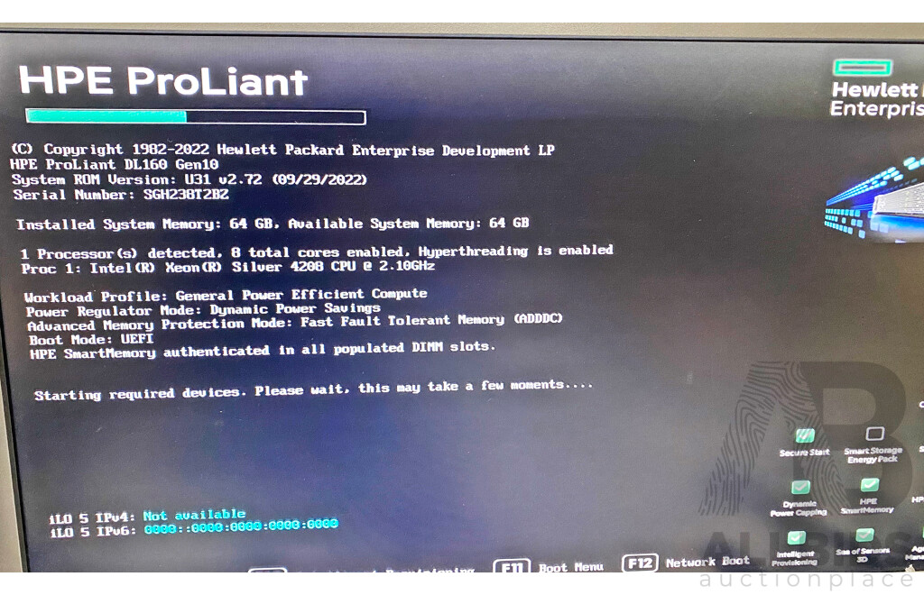 HPE ProLiant DL160 Gen10 Intel Xeon SILVER (4208) 2.10GHz-3.20GHz 8-Core CPU 1RU Server W/ 64GB DDR4