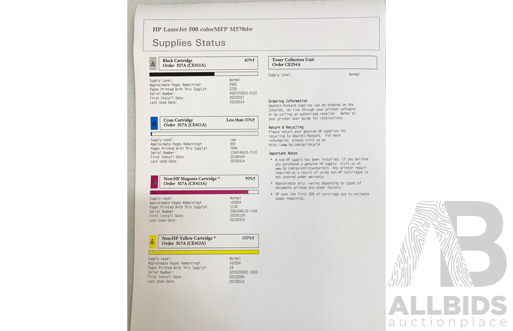 HP LaserJet Pro 500 Color (M570dw) Colour Multi-Function Printer
