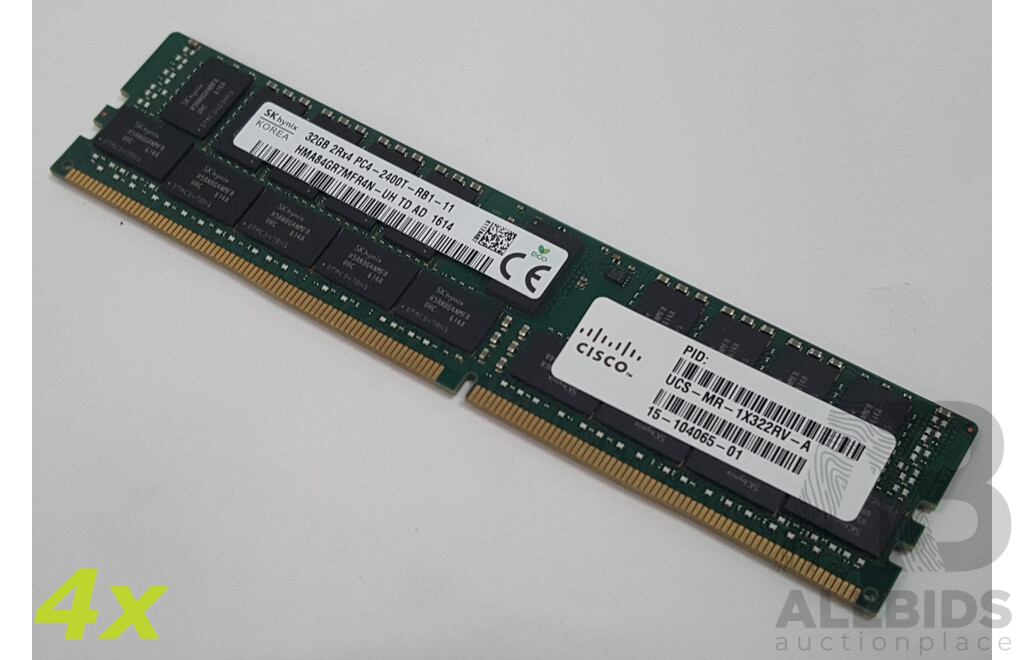 SK Hynix 32GB ECC DDR4 2400T RDIMM RAM - Lot of Four