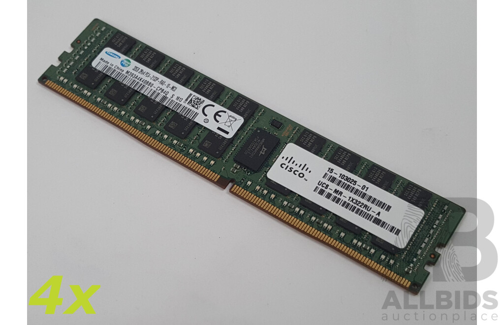 Samsung 32GB ECC DDR4 2133P RDIMM RAM - Lot of Four