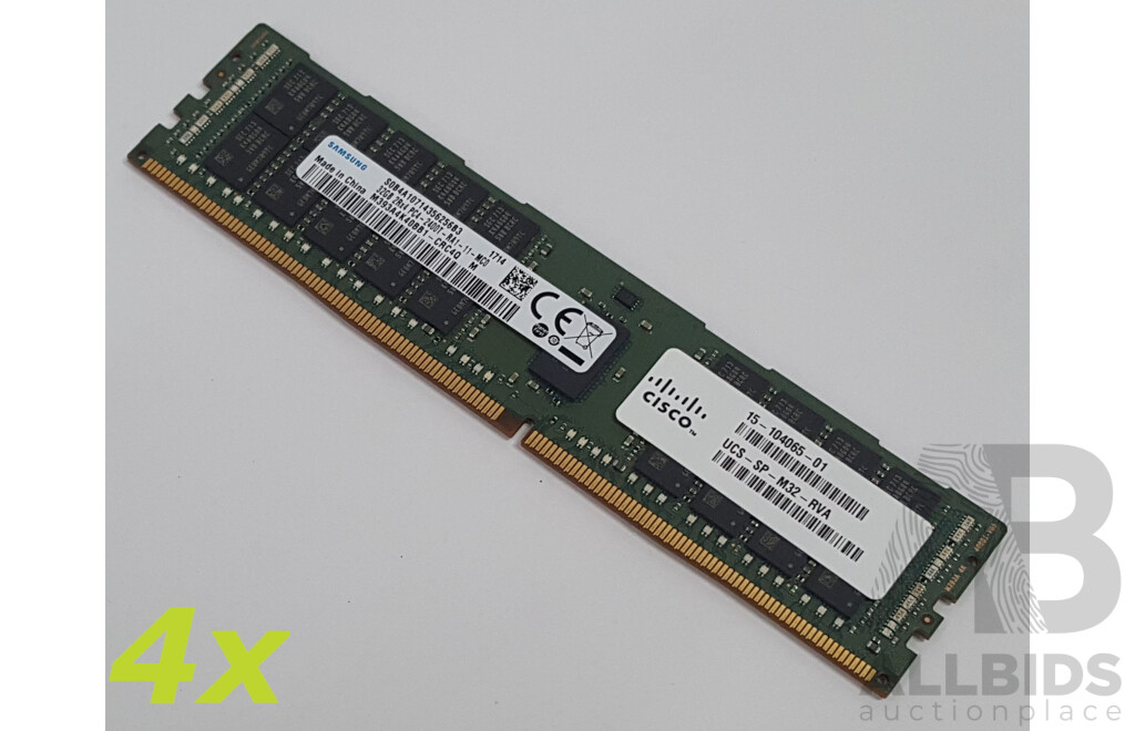 Samsung 32GB ECC DDR4 2400T RDIMM RAM - Lot of Four