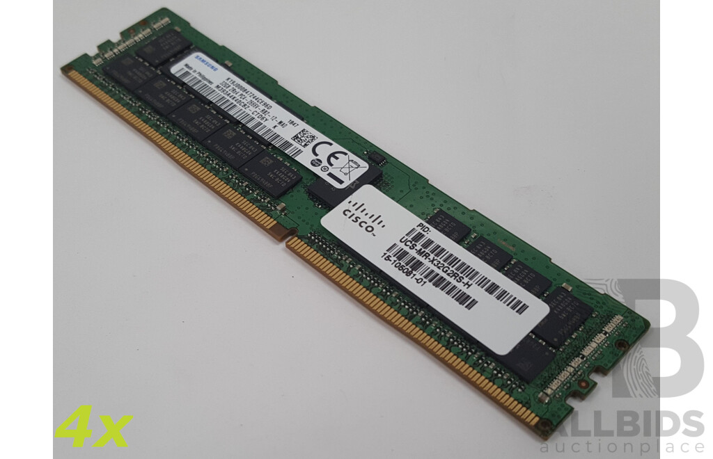 Samsung 32GB ECC DDR4 2666V RDIMM RAM - Lot of Four