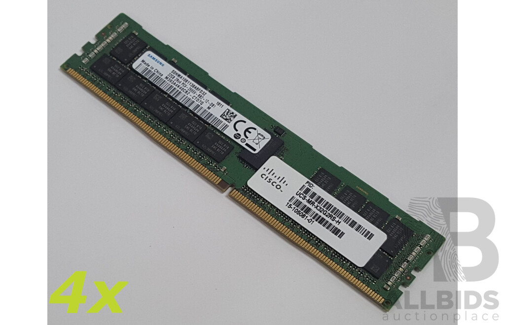 Samsung 32GB ECC DDR4 2666V RDIMM RAM - Lot of Four