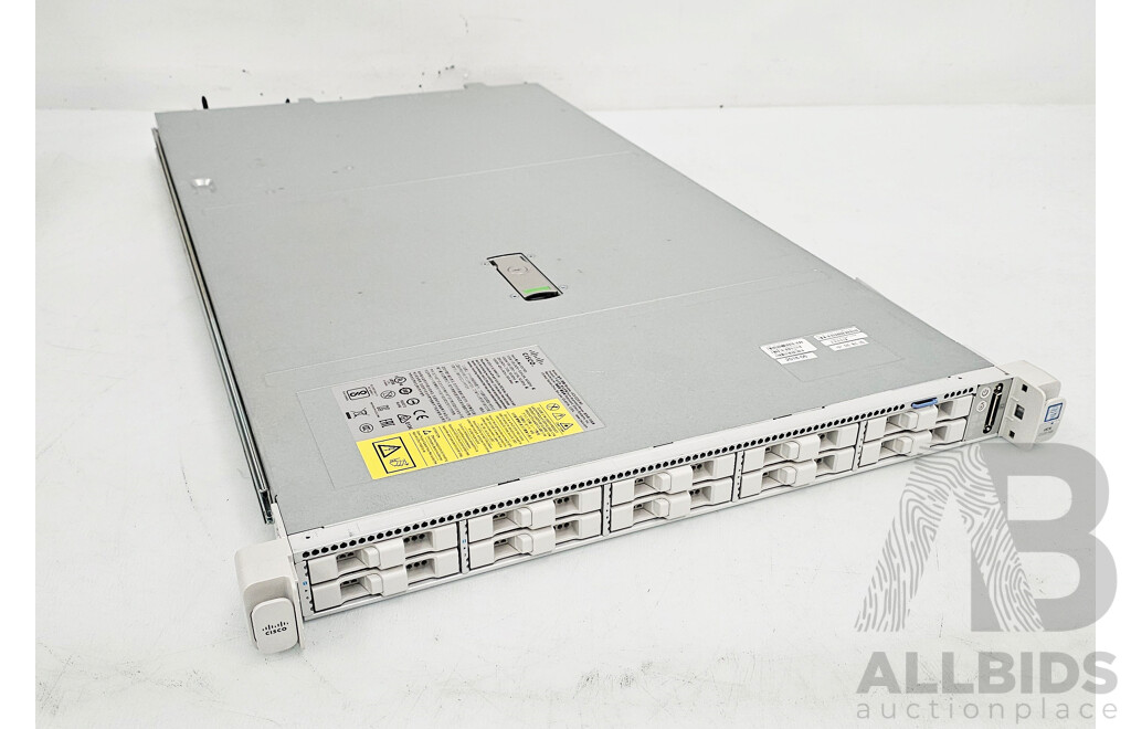 Cisco UCSC C220 M5 Dual Intel Xeon GOLD (6126) 2.60GHz-3.70GHz 12-Core CPU 1RU Server W/ 64GB DDR4