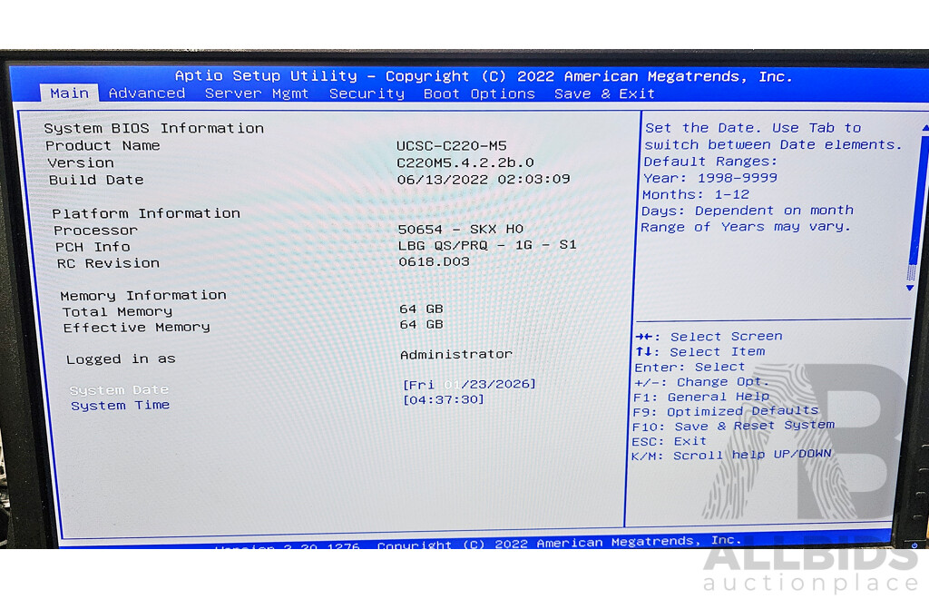 Cisco UCSC C220 M5 Dual Intel Xeon GOLD (6126) 2.60GHz-3.70GHz 12-Core CPU 1RU Server W/ 64GB DDR4
