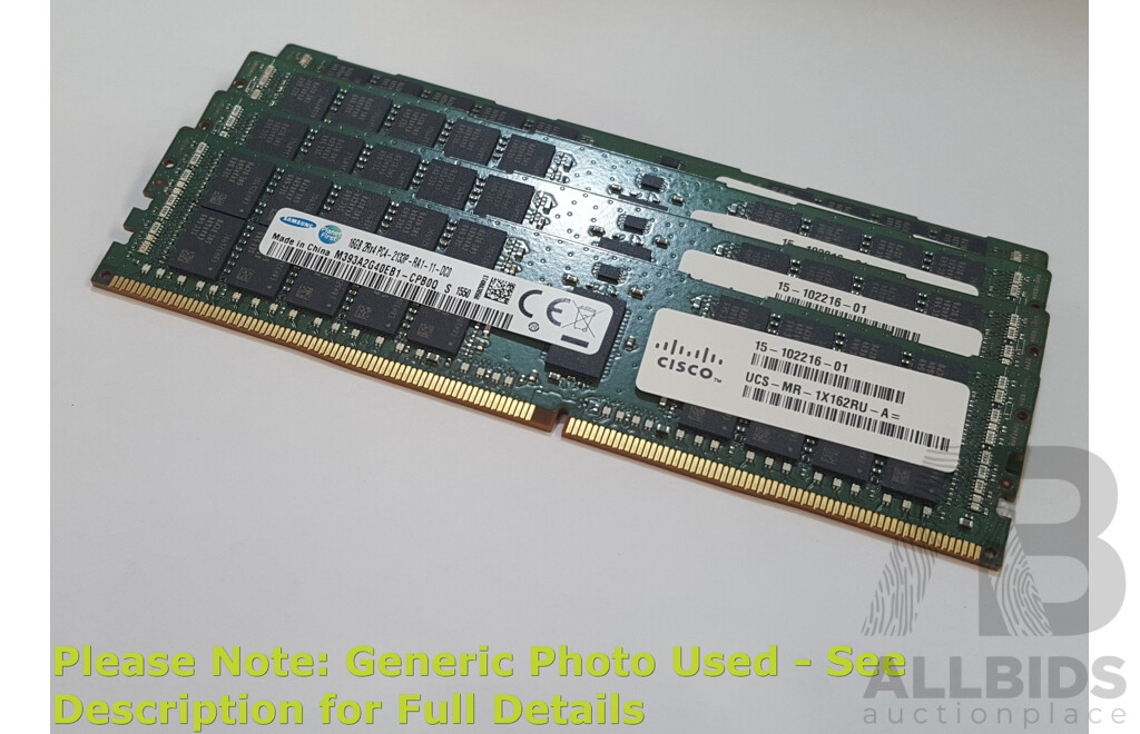 Samsung 16GB ECC DDR4 2133P RDIMM RAM - Lot of Four