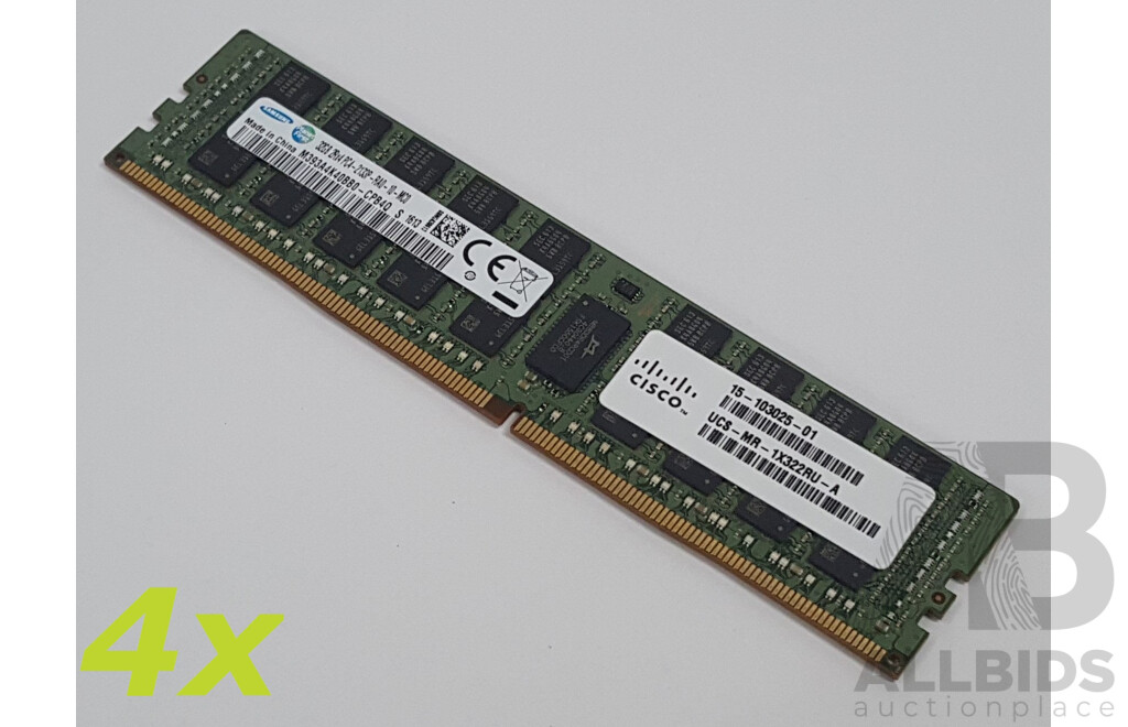 Samsung 32GB ECC DDR4 2133P RDIMM RAM - Lot of Four