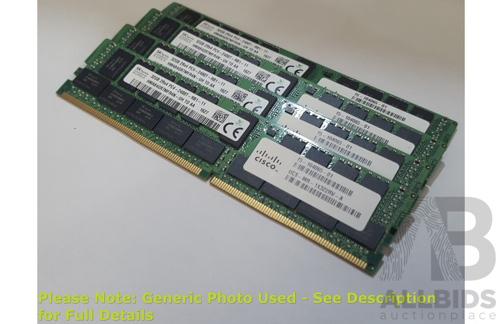 SK Hynix 32GB ECC DDR4 2400T RDIMM RAM - Lot of Four