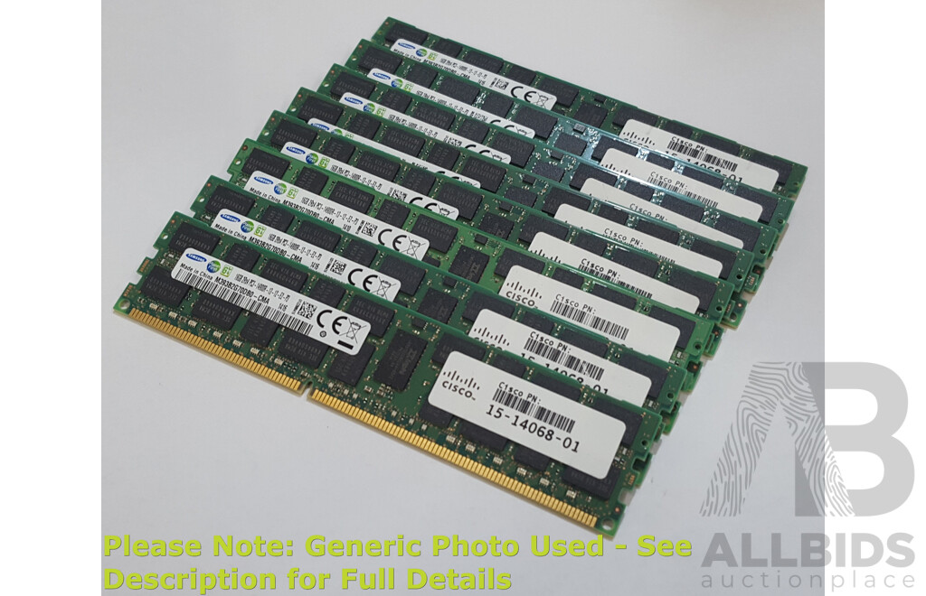 Samsung 16GB ECC DDR3 14900R RDIMM RAM - Lot of Eight