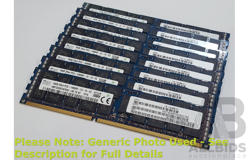 SK Hynix 16GB ECC DDR3 14900R RDIMM RAM - Lot of Eight