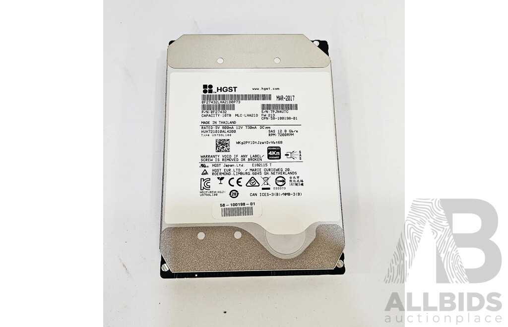 HGST (US7SSL100) 10TB SAS 12Gbps 3.5-Inch Hard Drive
