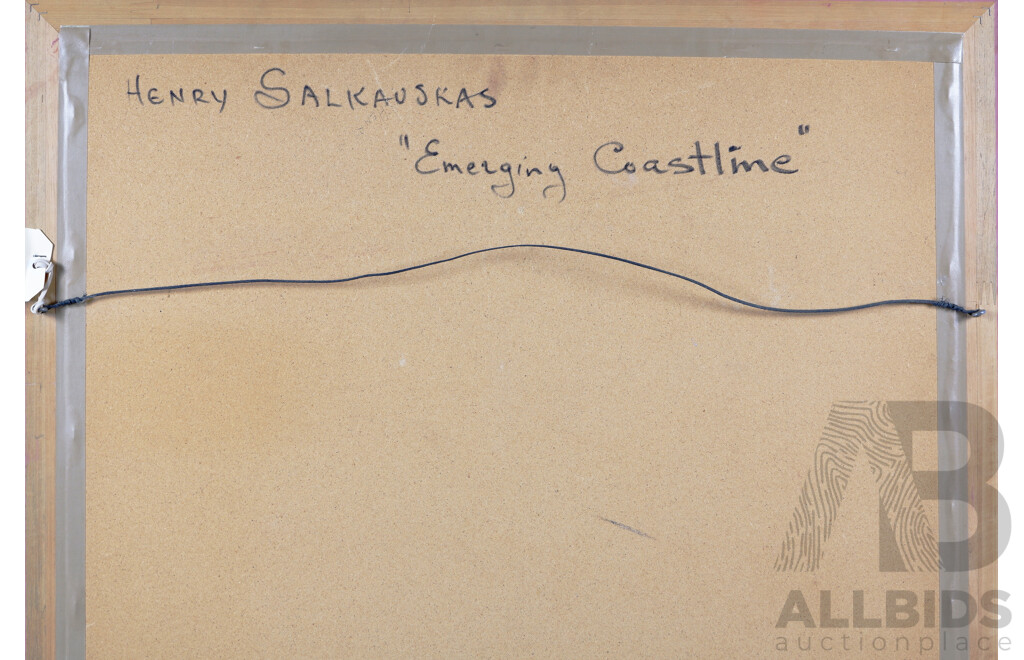 Henry Salkauskas, (20th Century, Lithuanian-Born Australian, 1925-1979), Emerging Coastline (1974), Mixed Media on Paper, 70 x 56 cm (image)