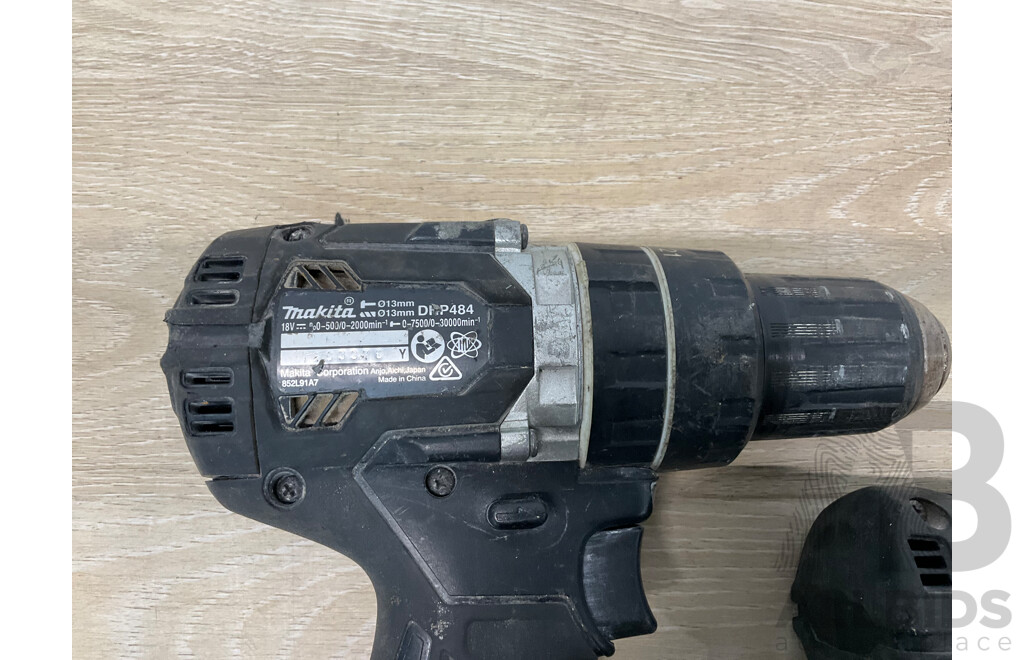 MAKITA (DHP484) 18V Brushless Hammer Driver Drill, MAKITA (DTD153) 18V Impact Driver, MAKITA 4.0Ah Battery - Lot of 3