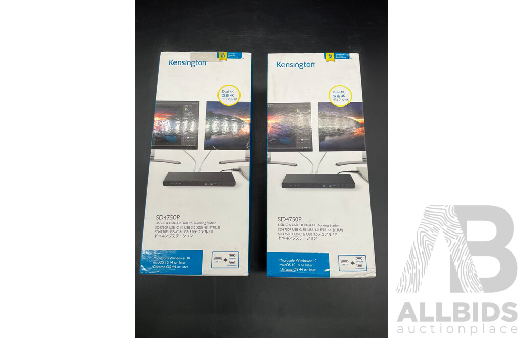 Kensington USB-C & USB 3.0 Dual 4K Docking Station (SD4750P) - Lot of 2 - ORP $999
