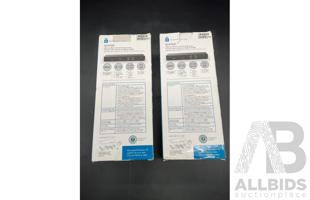 Kensington USB-C & USB 3.0 Dual 4K Docking Station (SD4750P) - Lot of 2 - ORP $999