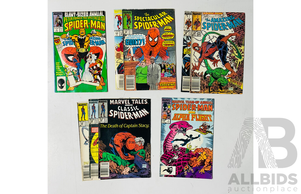 Collection of Vintage Spectacular Spider-man Comics and Marvel Tales Classic Spider-man Including the Death of Captain Stacy and Much More