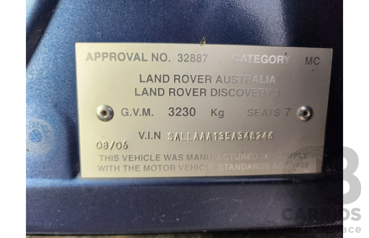8/2006 Land Rover Discovery 3 HSE  4d Wagon Blue 2.7L