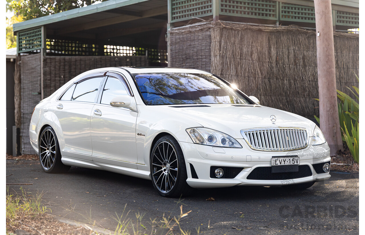 6/2008 Mercedes-Benz S63L AMG 221 07 Upgrade 4d Sedan Designo Mystic White II V8 6.2L - IMPORT