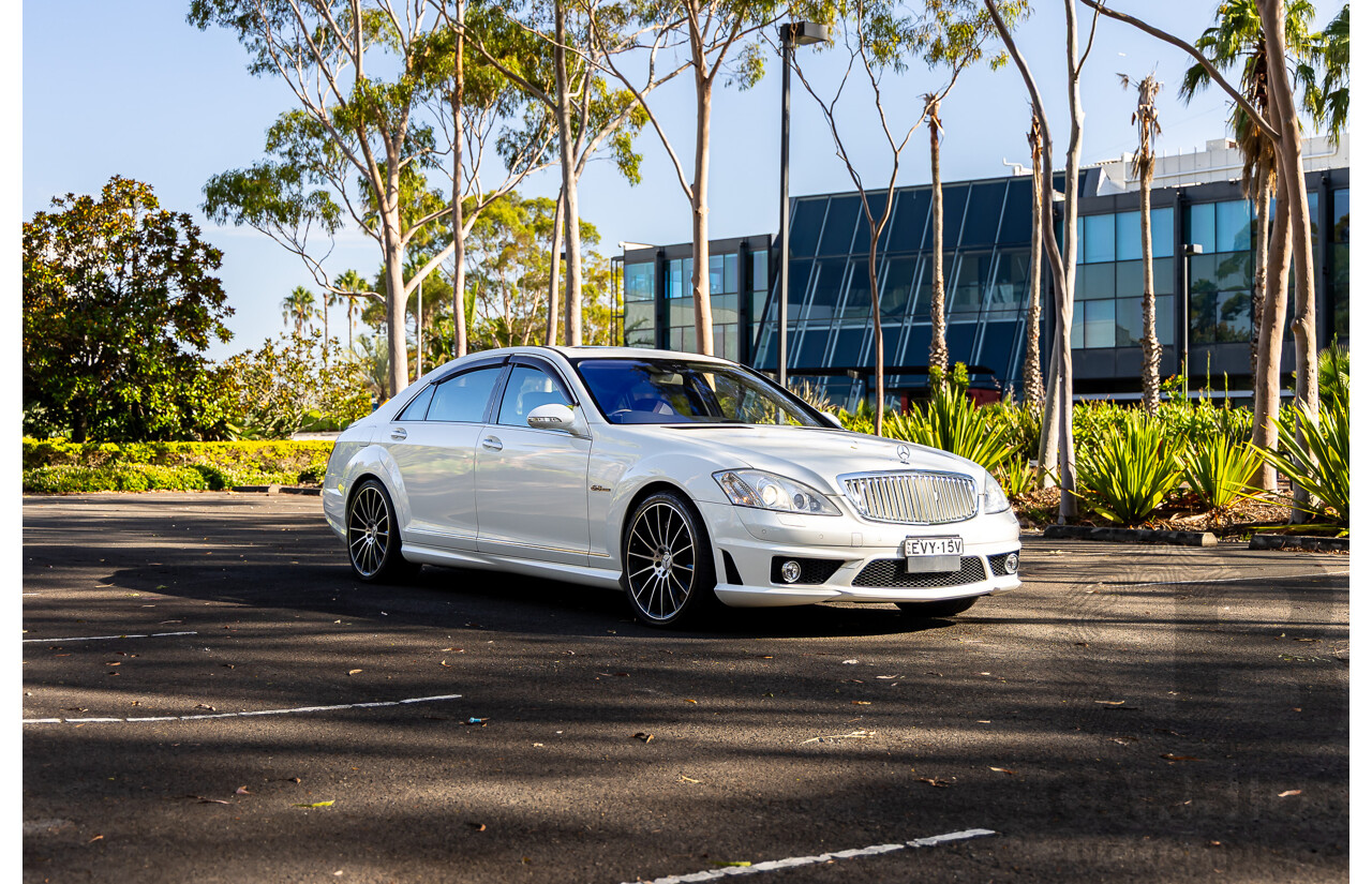 6/2008 Mercedes-Benz S63L AMG 221 07 Upgrade 4d Sedan Designo Mystic White II V8 6.2L - IMPORT
