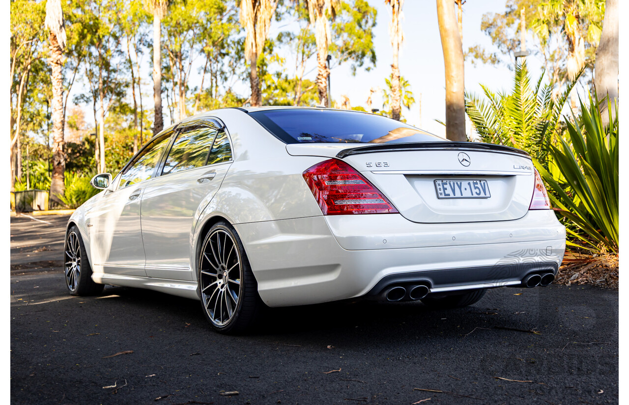 6/2008 Mercedes-Benz S63L AMG 221 07 Upgrade 4d Sedan Designo Mystic White II V8 6.2L - IMPORT