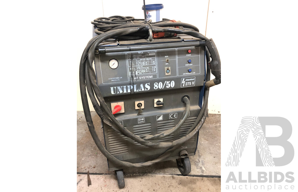 Uniplas 80/50 Plasma Cutter with Trakka Plasma Torch Cutting Guide