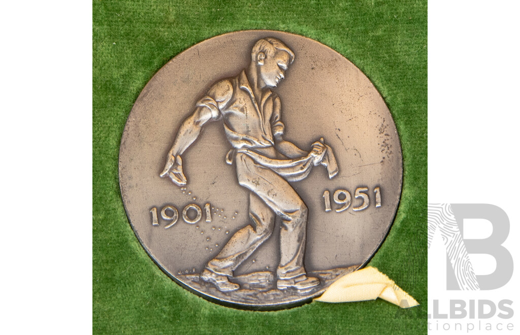 Medallion Presented to Sir Douglas Copland KBE, CMG by The Commonwealth Government Commemorating the Jubilee of the Commonwealth of Australia 1951