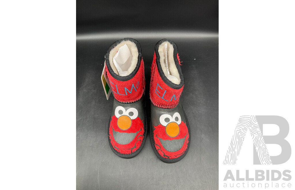 TEAM KICKS Kids Ugg Boots, Sesame Street ELMO Size Large AU 10.5 - Lot of 3