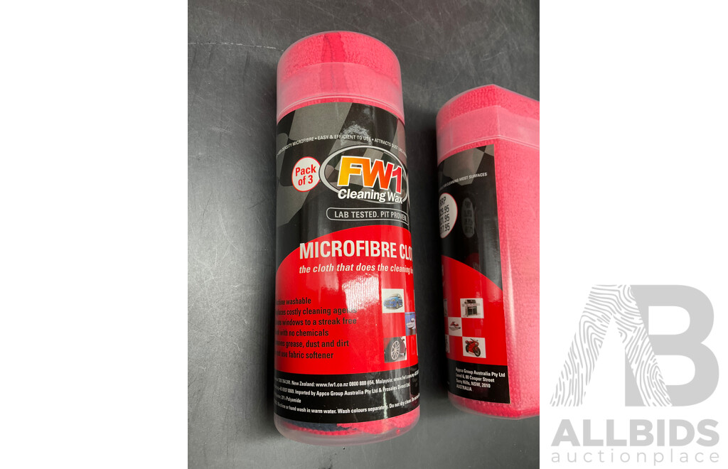 BULK LOT - FW1 Premium Microfibre Cloth Pack of 3 Red/Black - Lot of 72