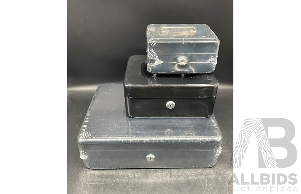 Lockable Cash Box in 3 Size, Mix Colors - Lot of 12