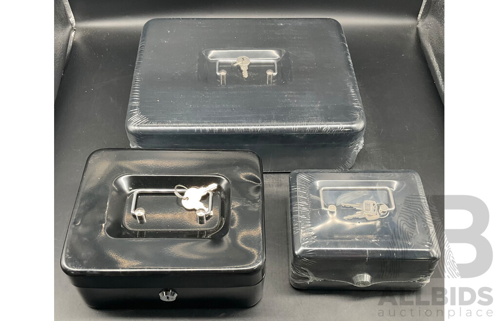 Lockable Cash Box in 3 Size, Mix Colors - Lot of 12
