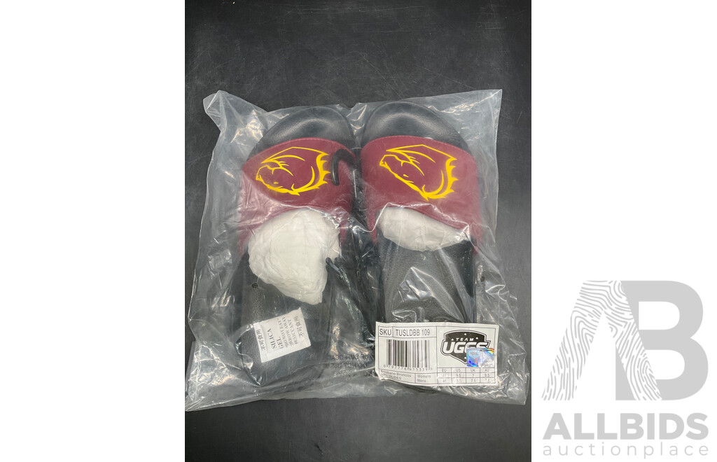 TEAM KICKS NRL Brisbane Broncos Unisex Slides Size Mens US 8.5, Womens US9.5 - Lot of 6