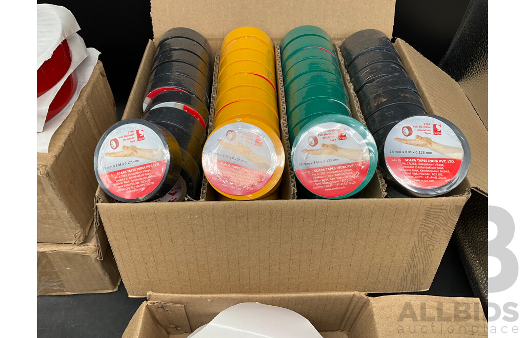 Assorted Electrical Tapes and Cash Box