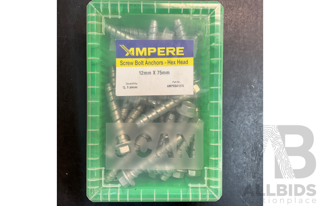 25PCS Hex Head Screw Bolt Anchors 12mmx75mm - Total in 5 Boxes