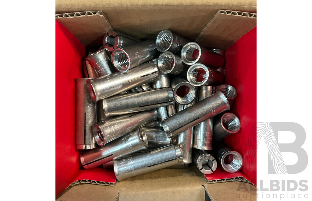 50 PCS HILTI Drop-in Anchor Flush Anchor HKD-SR M12x50 (247954) - Total in 2 Boxes - ORP $1,290