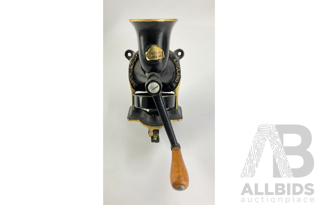 Vintage Spong & Co Number Three Cast Iron Bench Mount Coffee Grinder