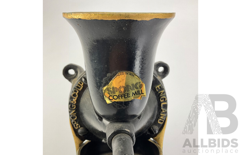 Vintage Spong & Co Number Three Cast Iron Bench Mount Coffee Grinder