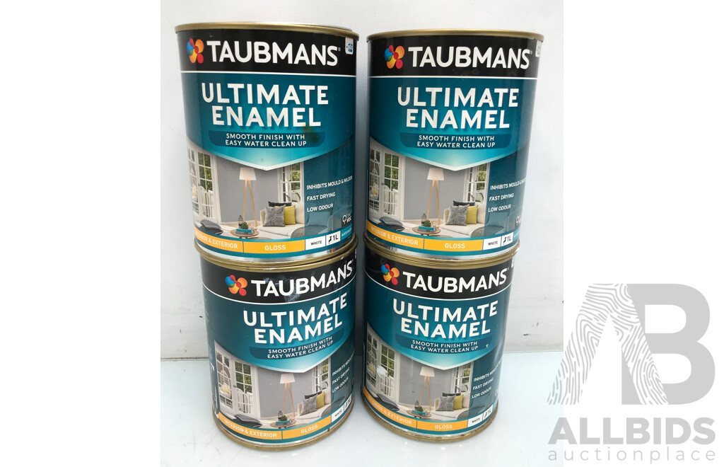 TAUBMANS Ultimate Enamel Gloss White for Interior and Exterior 1L - Lot of 4