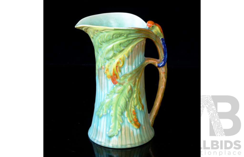 Antique English Burleigh Ware Jug with Hand Painted Avian Detail to Handle