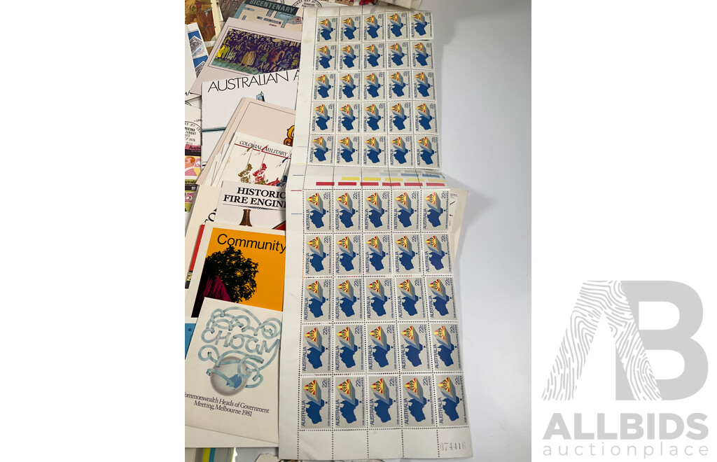 Collection of Australian 1970-80's Stamp Packs and First Day Covers Including Mint Five Dollar Sir Arthur Streeton, Stamp Week , Joint Issue and More