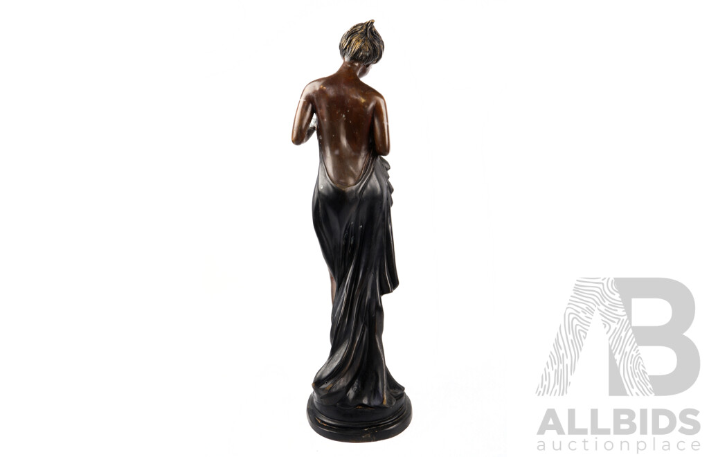 Retro Hollow Bronze Figure of Naked Lady in Bath Robe