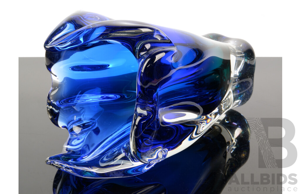 Funky Heavy Based Blue Glass Sommerso Vase