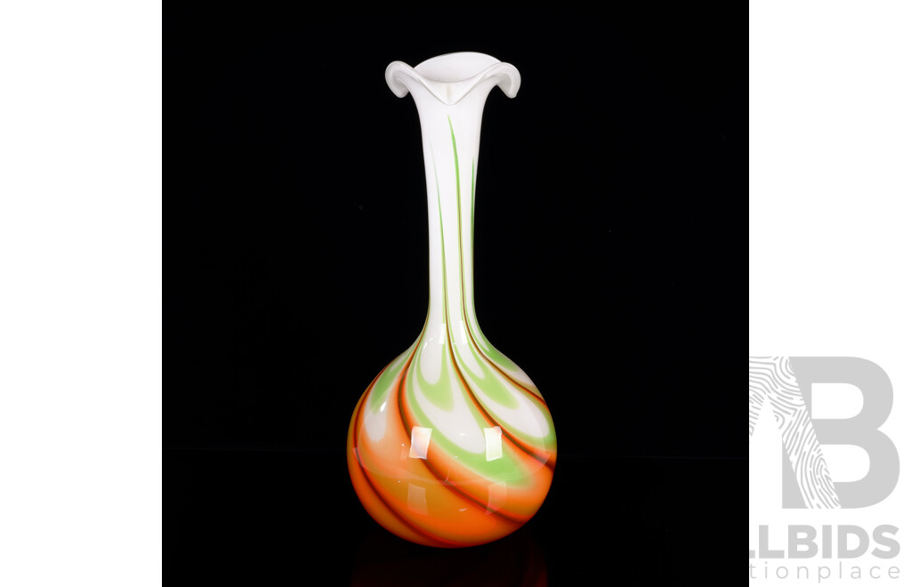 Retro Italian Hand Blown Glass Vase with Internal Swirl Detail