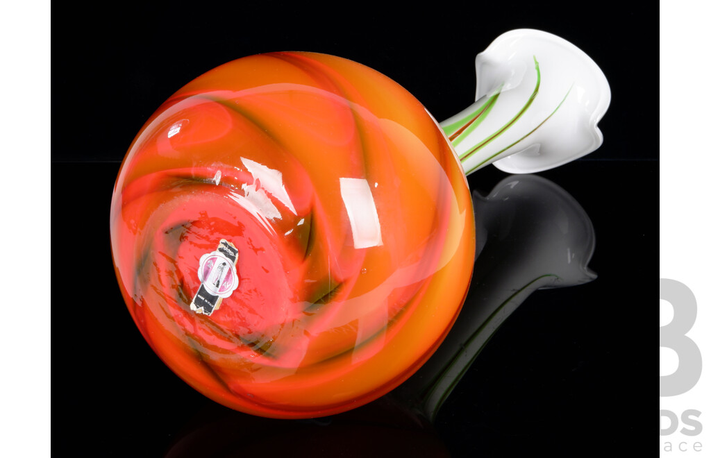 Retro Italian Hand Blown Glass Vase with Internal Swirl Detail